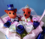 Корзинка - Букет из мягких игрушек "Сердце" (жених и невеста), Л0217, фото 4