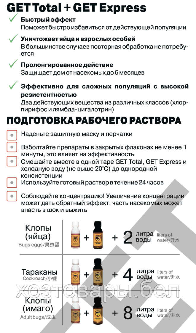 Средство от насекомых ГЕТ®(GET) Тотал 100мл. - фото 2 - id-p36253349