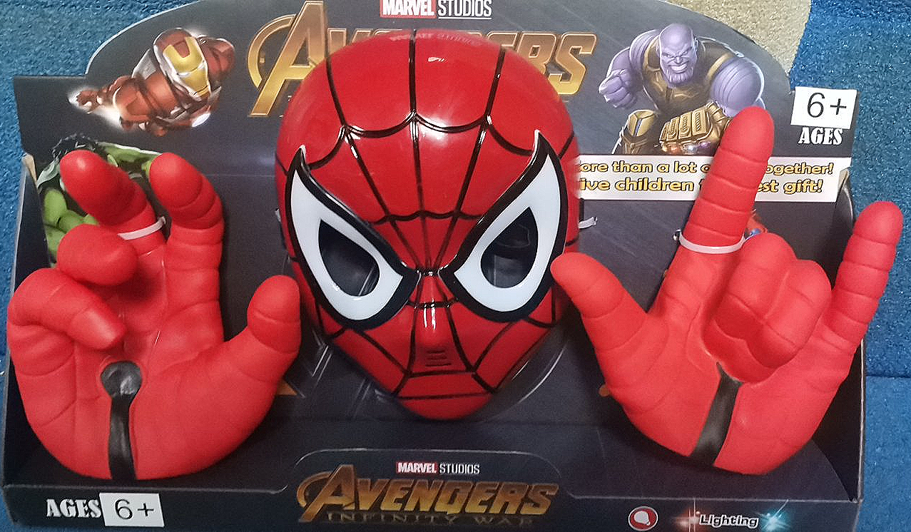 Детские перчатки человека паука Spider-man, маска светится B0443H - фото 1 - id-p167627314