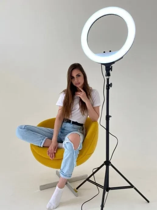 Кольцевая светодиодная лампа 45 см LED RL-18 +штатив 2,1 м - фото 5 - id-p167638400