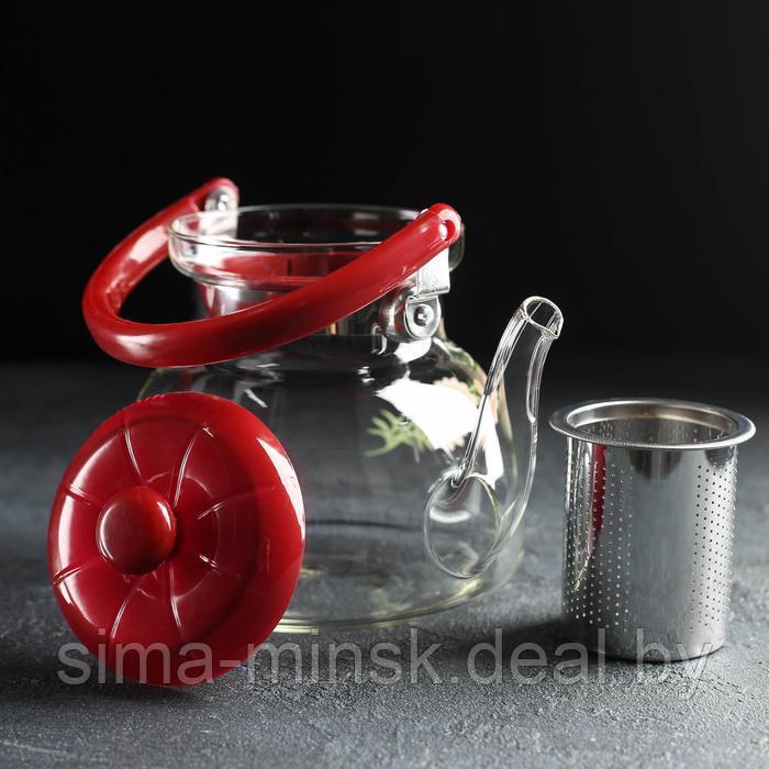 Чайник стеклянный заварочный с металлическим ситом «Цветочная фантазия», 1 л - фото 2 - id-p167645037