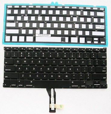 Клавиатура для ноутбука Apple MacBook A1466 черная, плоский Enter, с подсветкой