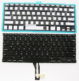 Клавиатура для ноутбука Apple MacBook A1369 черная, плоский Enter, с подсветкой