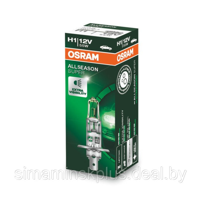 Лампа автомобильная Osram Allseason, H1, 12 В, 55 Вт, 64150ALS - фото 1 - id-p167652942