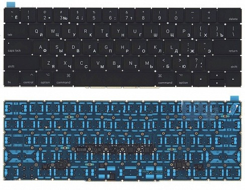 Клавиатура для ноутбука Apple MacBook  A1707, Late 2016 - Mid 2017, черная, с подсветкой, плоский Enter