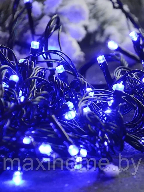 Гирлянда 100 led (синий, черный, 10)