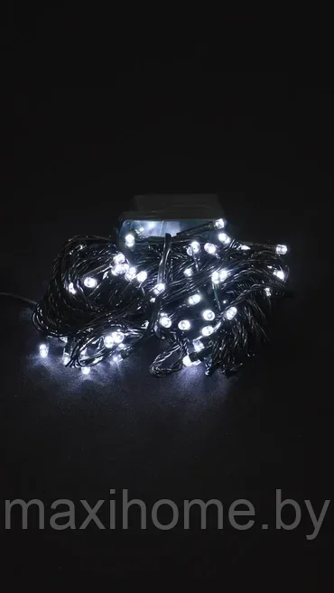 Гирлянда 100 led (холодный, черный, 10)