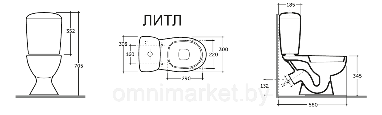 Унитаз-компакт детский "Керамин Литл" МС Инкоэр однорежимный белый CDB00022882, Беларусь - фото 3 - id-p167666059