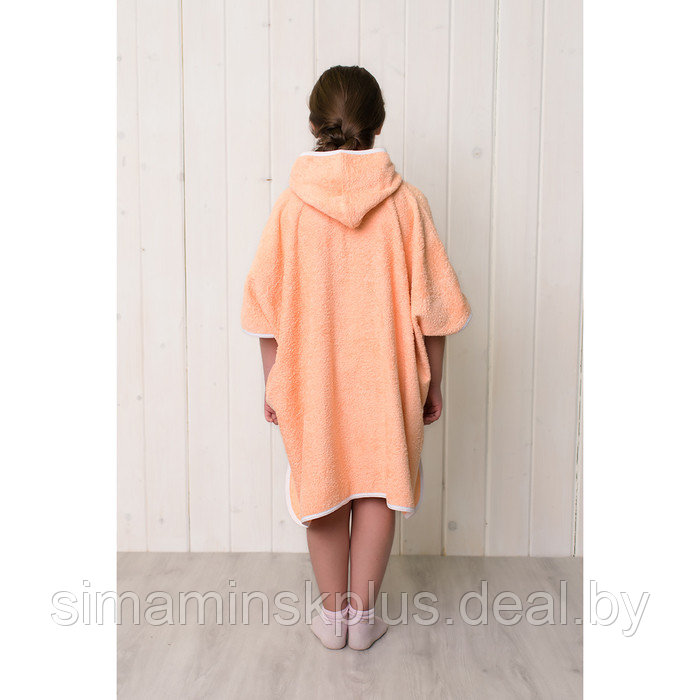 Халат-пончо для девочки, размер 80 × 60 см, персиковый, махра - фото 2 - id-p167659000