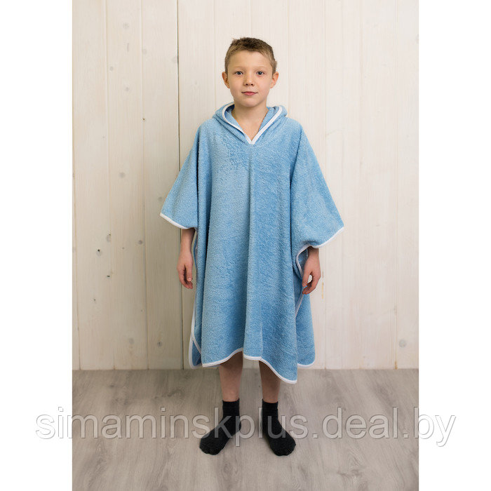 Халат-пончо для мальчика, размер 80 × 60 см, голубой, махра - фото 1 - id-p167659006