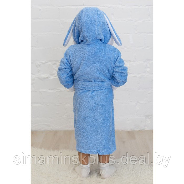 Халат детский «Зайчик», рост 110 см, голубой+белый, махра - фото 2 - id-p167659013