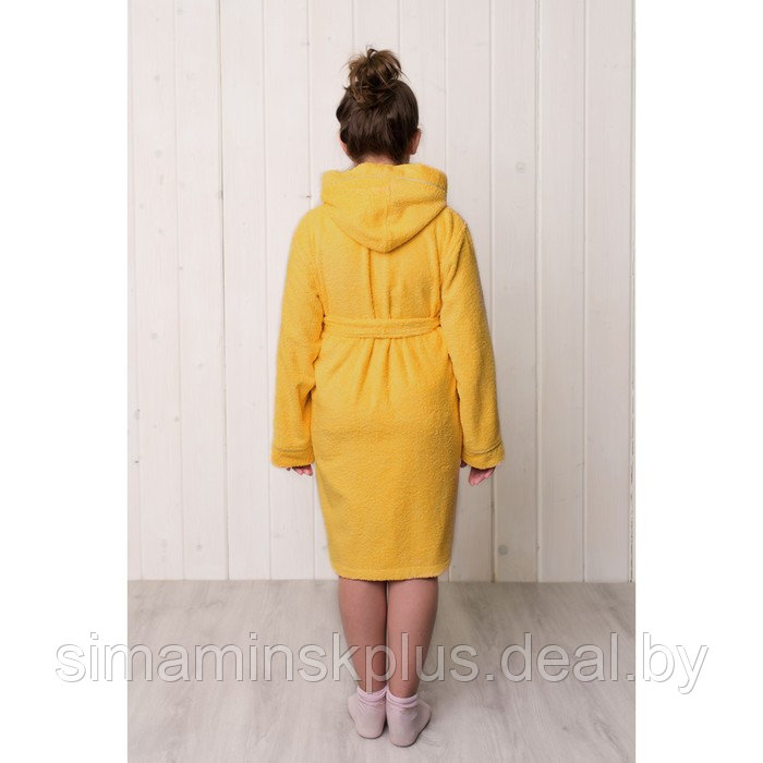 Халат для девочки с капюшоном, цвет жёлтый, рост 122, махра - фото 2 - id-p167659020