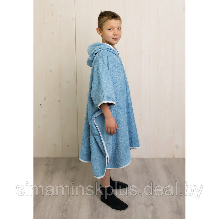 Халат-пончо для мальчика, размер 100 × 80 см, голубой, махра - фото 2 - id-p167659032