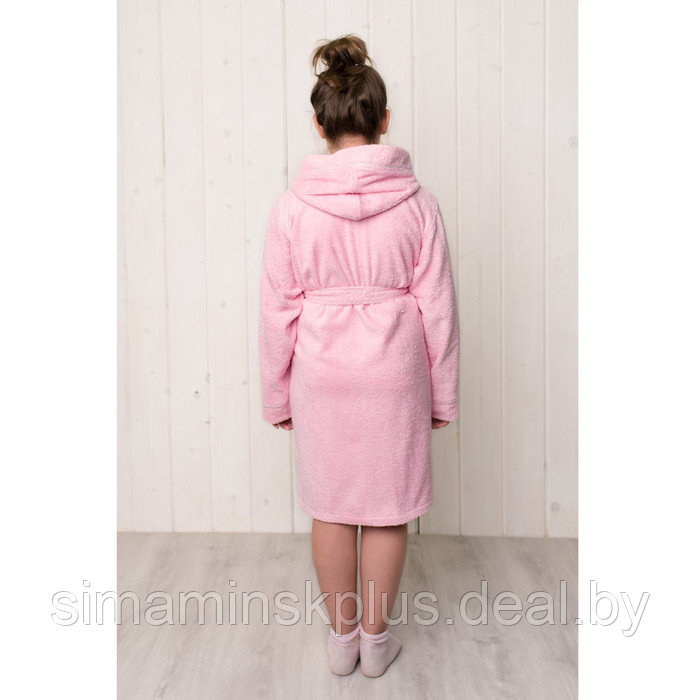 Халат для девочки с капюшоном, рост 134 см, розовый, махра - фото 2 - id-p167659063