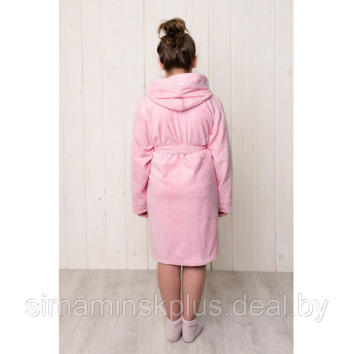 Халат для девочки с капюшоном, рост 146 см, розовый, махра - фото 2 - id-p167659082