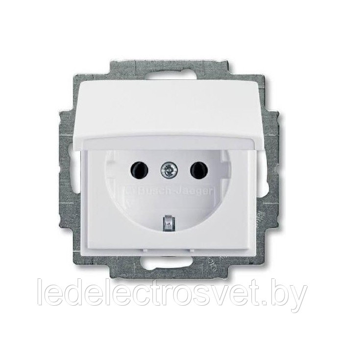 Basic 55 - Розетка 2P+E нем. стд. с крышкой (белый)