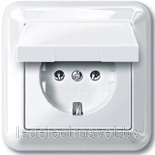 Basic 55 - Розетка 2P+E нем. стд. с крышкой и рамкой, IP 44 (белый)
