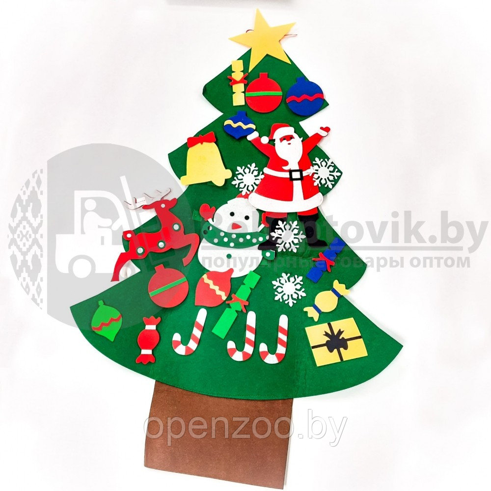 Елочка из фетра с новогодними игрушками липучками Merry Christmas, подвесная, 93 х 65 см Декор В - фото 8 - id-p138958970