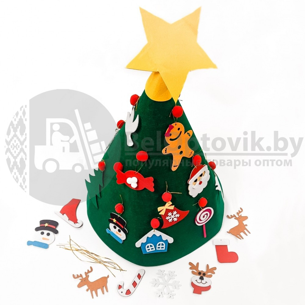 Елочка из фетра коническая с новогодними навесными игрушками Merry Christmas, высота 70 см - фото 2 - id-p140510825