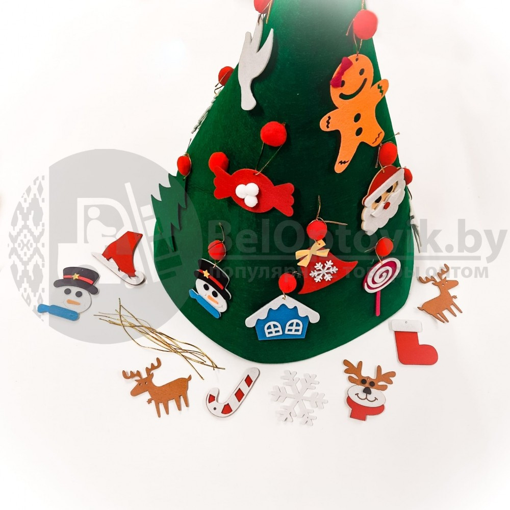 Елочка из фетра коническая с новогодними навесными игрушками Merry Christmas, высота 70 см - фото 3 - id-p140510825