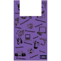 (МАЙ02753) Пакет майка 36+20x56 - Электроника - фиолетовый АРТПЛАСТ