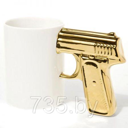 Кружка "Пистолет" бело-золотая - фото 1 - id-p167709730