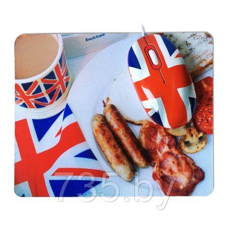 Мышь CBR English Breakfast USB + коврик для мышки с рисунком - фото 1 - id-p167709930