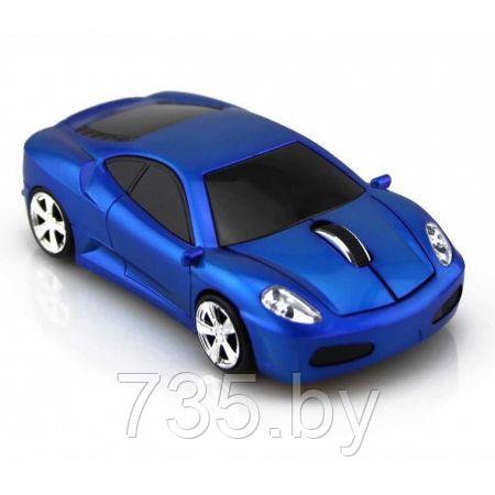 Мышь машинка беспроводная "Fer-i" синяя подарочная в виде автомобиля