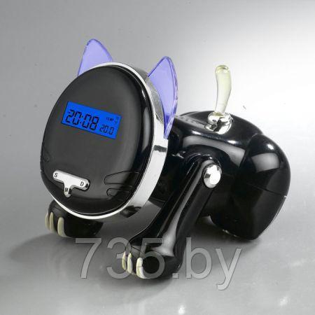 Часы "Кошка" с термометром черного цвета - фото 1 - id-p167710040