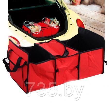 Органайзер - складная сумка с термоотсеком в багажник автомобиля красный