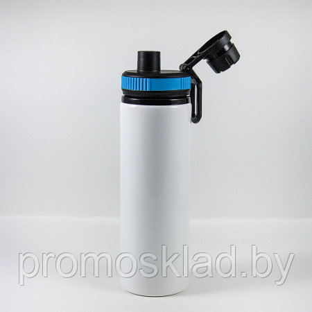 Бутылка алюминиевая для воды 850 мл с голубой крышкой