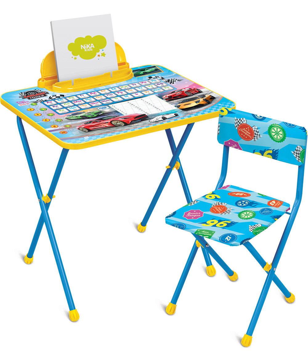 Комплект детской мебели Nika Kids "Большие гонки", голубой цв. КП2/15 (стол, стул) Модель СВ, СВН