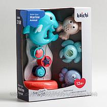 Набор игрушек для игры в ванне «Дельфин + 3 игрушки», на присоске