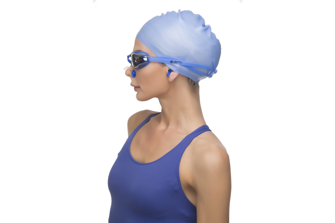Набор для плавания: шапочка +очки+зажим для носа+беруши для бассейна - фото 3 - id-p167734652