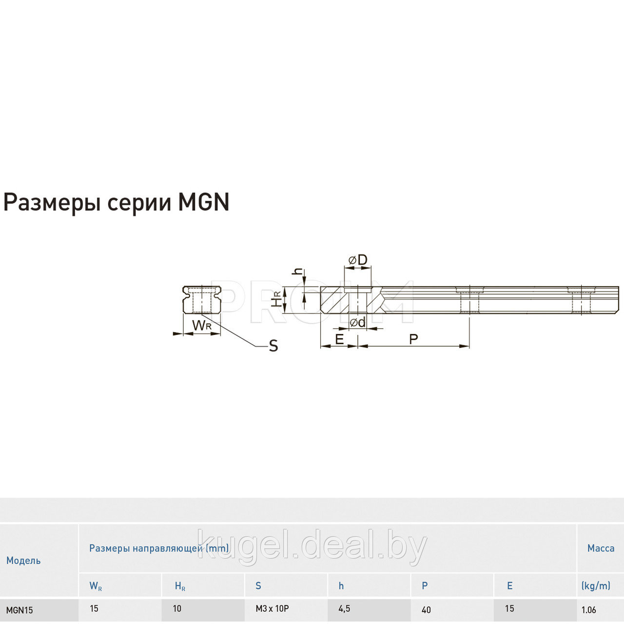 Направляющая системы линейного перемещения, MGNR15R_HM, 145HM(30/2X40/35), HIWIN - фото 3 - id-p167734611