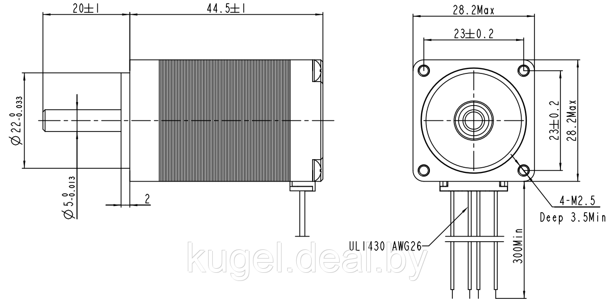 Шаговый двигатель, FL28STH45-0674A-5, FULLING MOTOR - фото 2 - id-p167729798