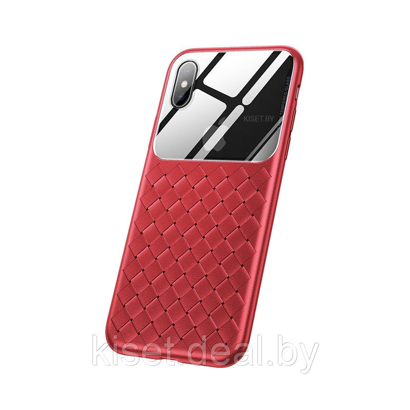 Чехол Baseus Glass & Weaving WIAPIPH65-BL09 для iPhone XS Max красный - фото 1 - id-p167740632