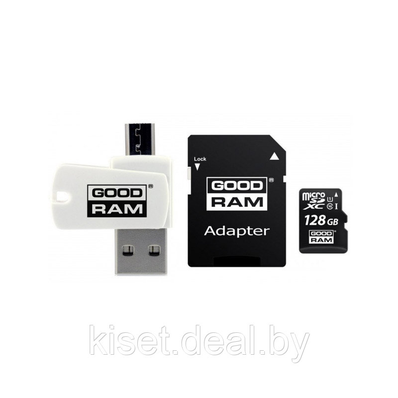 Карта памяти GOODRAM M1A4 microSDXC 128Gb Class10 UHS I + ADAPTER Card reader microUSB / USB2.0 - фото 2 - id-p167740870