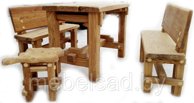 Набор садовой и банной мебели из массива дуба "Банный" 1,2 метра 4 предмета - фото 4 - id-p167741833
