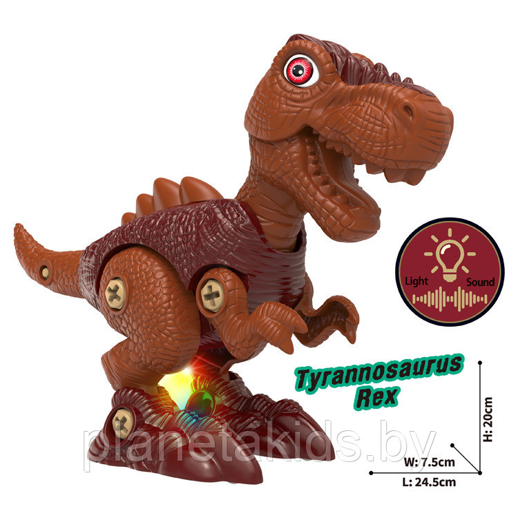 Набор динозавров с шуруповертом и отверткой Конструктор Робот Динозавр, свет,звук, арт.RX8301 - фото 4 - id-p167794508