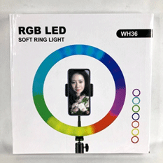 Кольцевая лампа RGB 36см WH36 + штатив 2,1 м - фото 2 - id-p167794942
