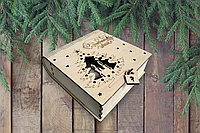 Деревянная новогодняя коробка-книжка 170*180*60