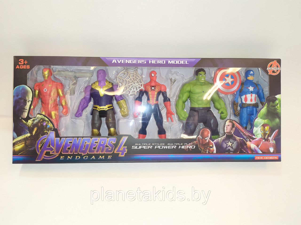 Игровой набор Супергероев (5 шт) Марвел, героев Marvel с оружием, световый эффектыарт. 2165