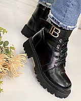 Зимние чёрные ботинки женские
