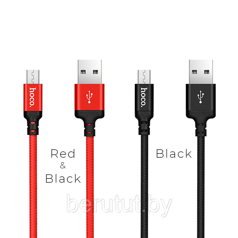 USB дата-кабель Hoco X14 Micro USB Times Speed 1m Black or Red - фото 1 - id-p167839665