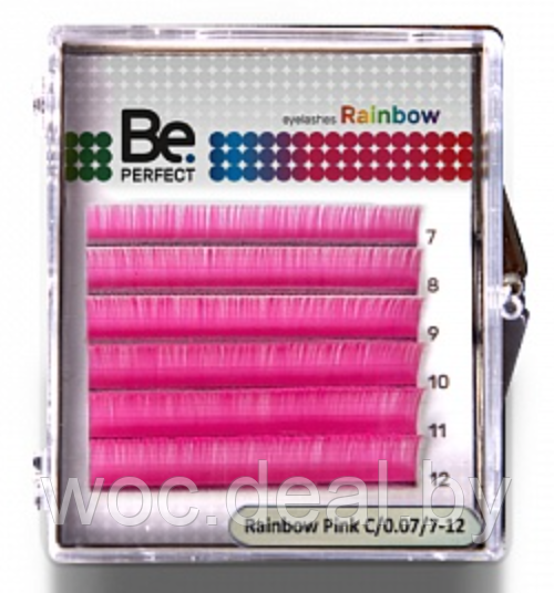 Be Perfect Цветные ресницы Rainbow Mix 6 линий, Pink C0.07 7-12 - фото 1 - id-p167852987