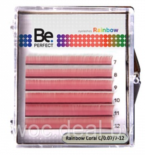 Be Perfect Цветные ресницы Rainbow Mix 6 линий, Coral C0.10 7-12 - фото 1 - id-p167852992