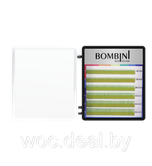 Bombini Цветные ресницы для наращивания Holi Mini Mix, Зеленые D0.10 Mix 8-13 - фото 1 - id-p167858192
