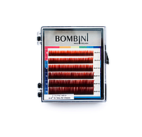 Bombini Цветные ресницы для наращивания Holi Mini Mix, Красно-коричневые С0.10 Mix 8-13