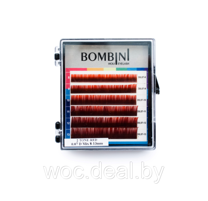 Bombini Цветные ресницы для наращивания Holi Mini Mix, Красно-коричневые С0.10 Mix 8-13 - фото 1 - id-p167858193